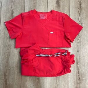 Mens Coral-Red Figs Scrub Set- medium PRIDE COLLECTION
